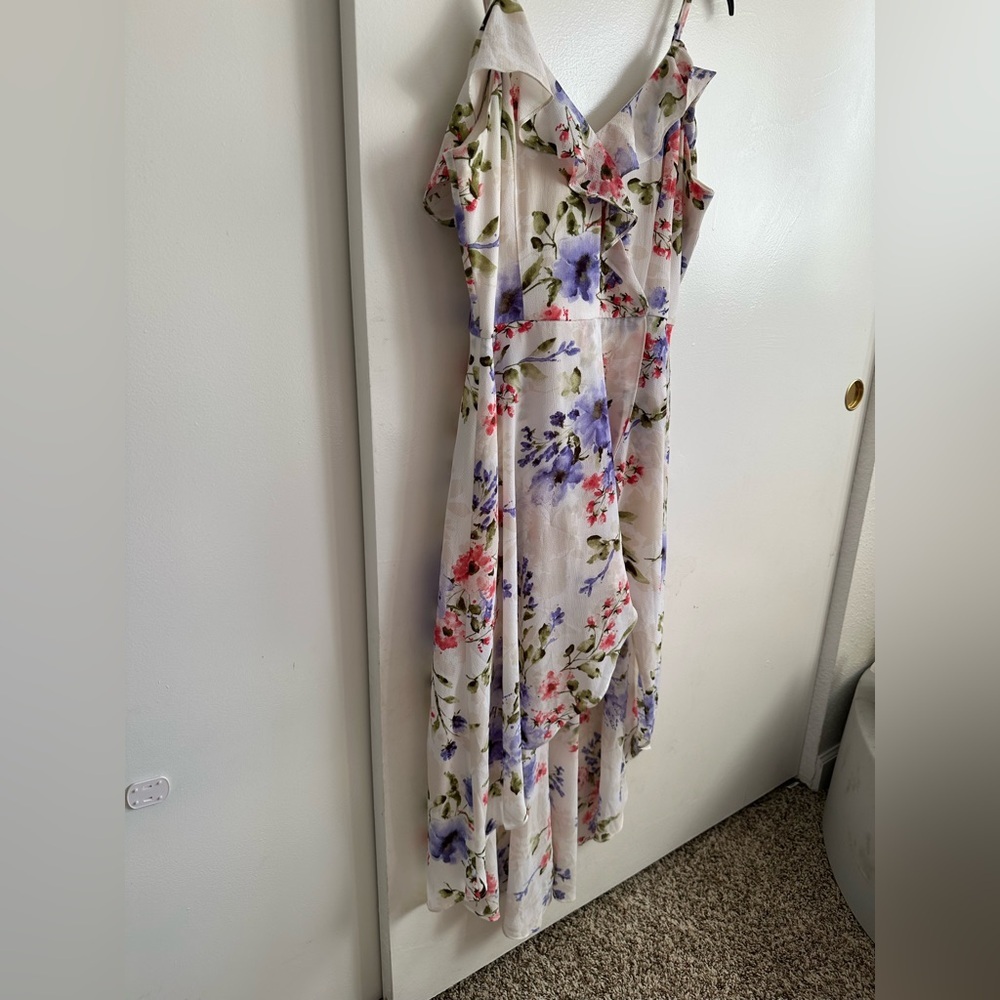 Iz Byer Floral Jumpsuit with Blue and Pink Highlights - Picture 2 of 16
